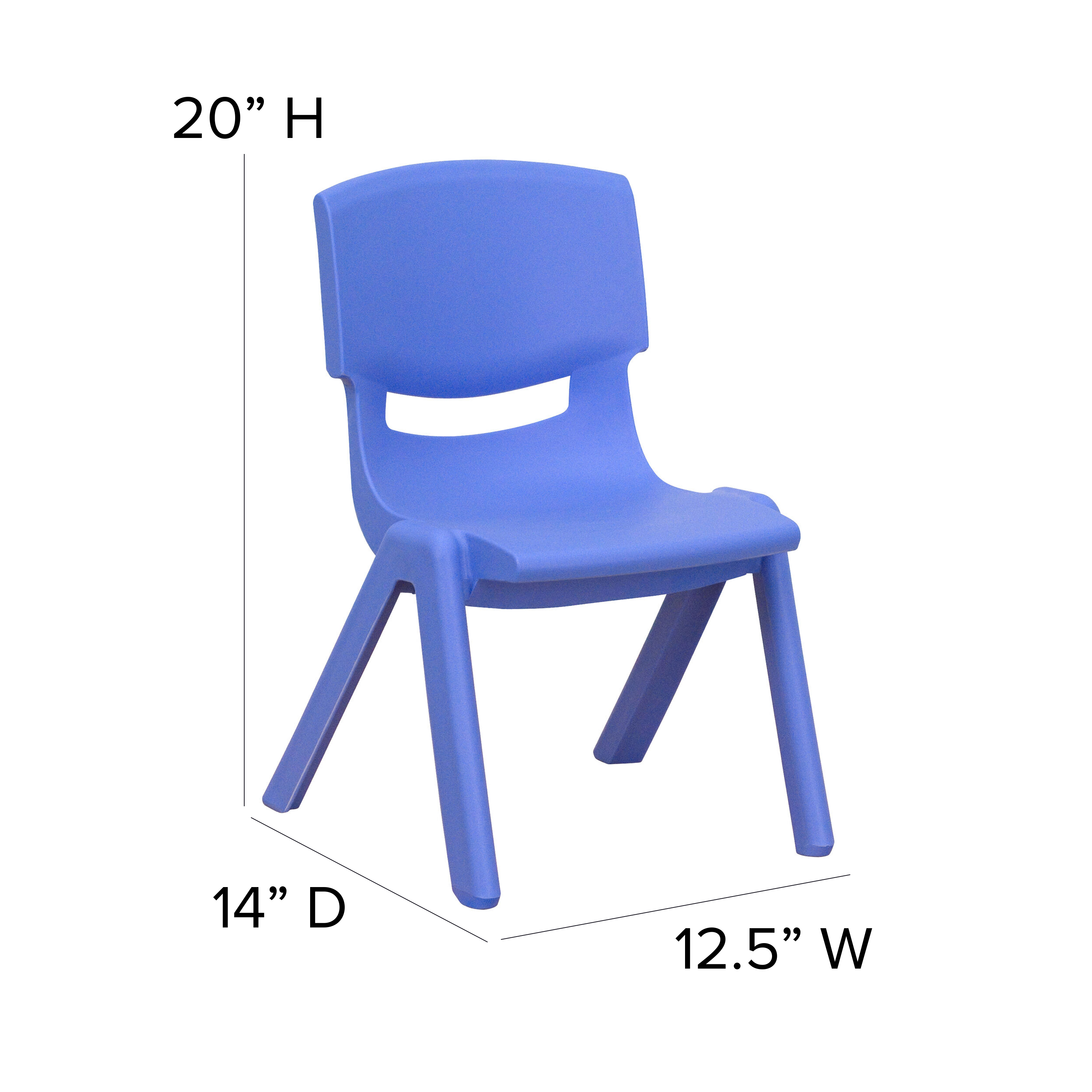Pack de 4 sillas escolares apilables de plástico azul con asiento de 10,5" H, silla preescolar - Imagen 29 de 58
