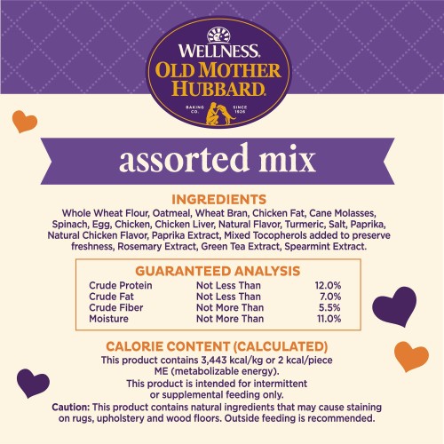 <p>Whole Wheat Flour, Oatmeal, Wheat Bran, Chicken Fat, Cane Molasses, Spinach, Egg, Chicken, Chicken Liver, Natural Flavor, Turmeric, Salt, Paprika, Natural Chicken Flavor, Paprika Extract, Mixed Tocopherols added to preserve freshness, Rosemary Extract, Green Tea Extract, Spearmint Extract.</p>
