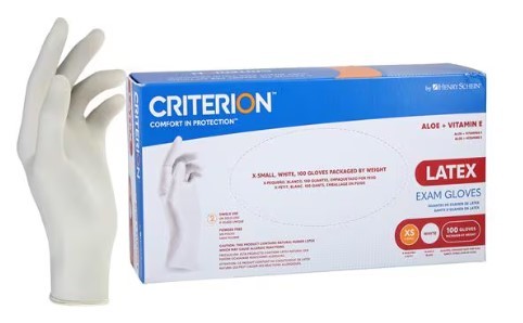 Aloe + Vitamin E Latex Exam Gloves X-Small Standard White Non-Sterile