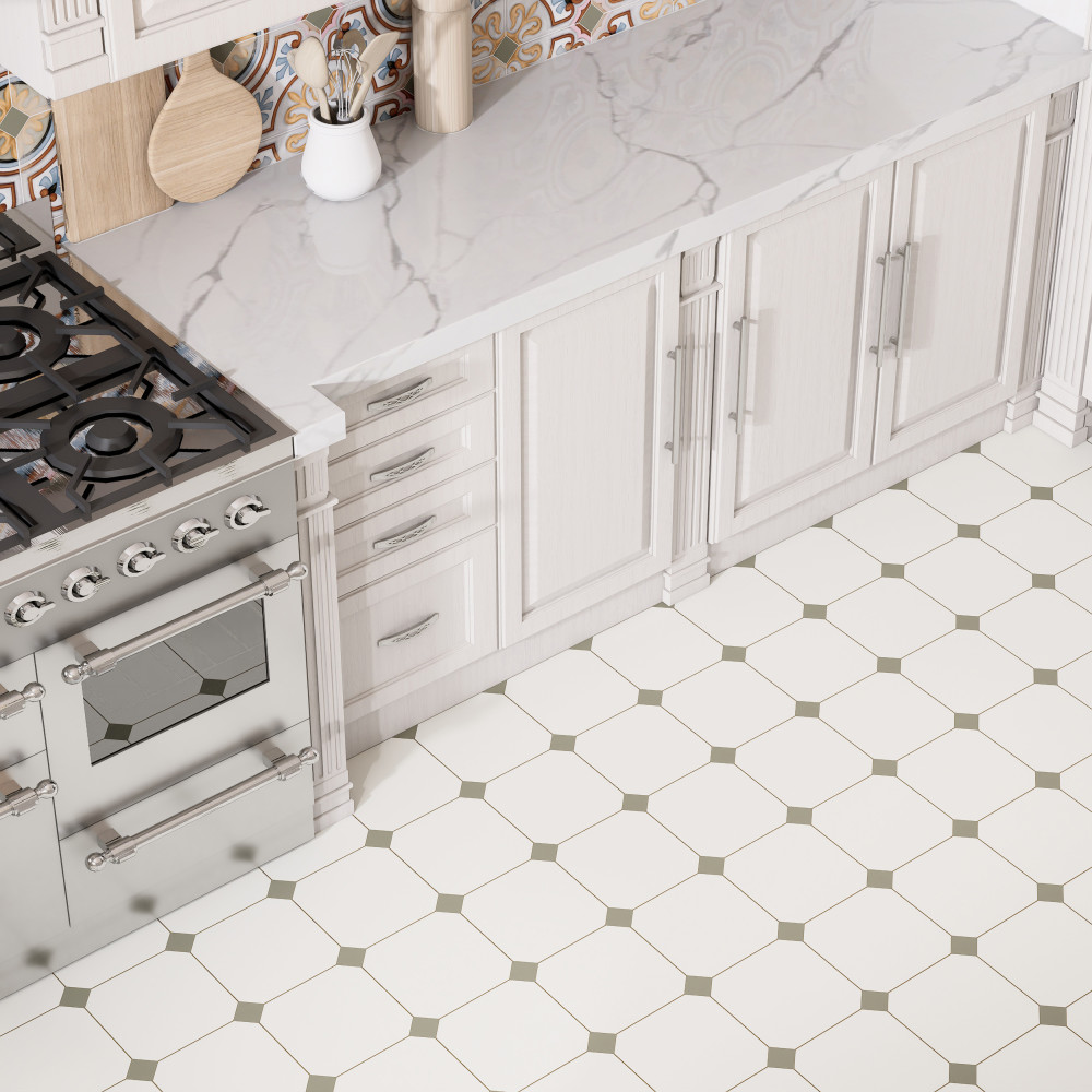 Vaudeville Octagon Nacar with Taco Oliva 7-7/8 in. x 7-7/8 in. Porcelain Floor and Wall Tile