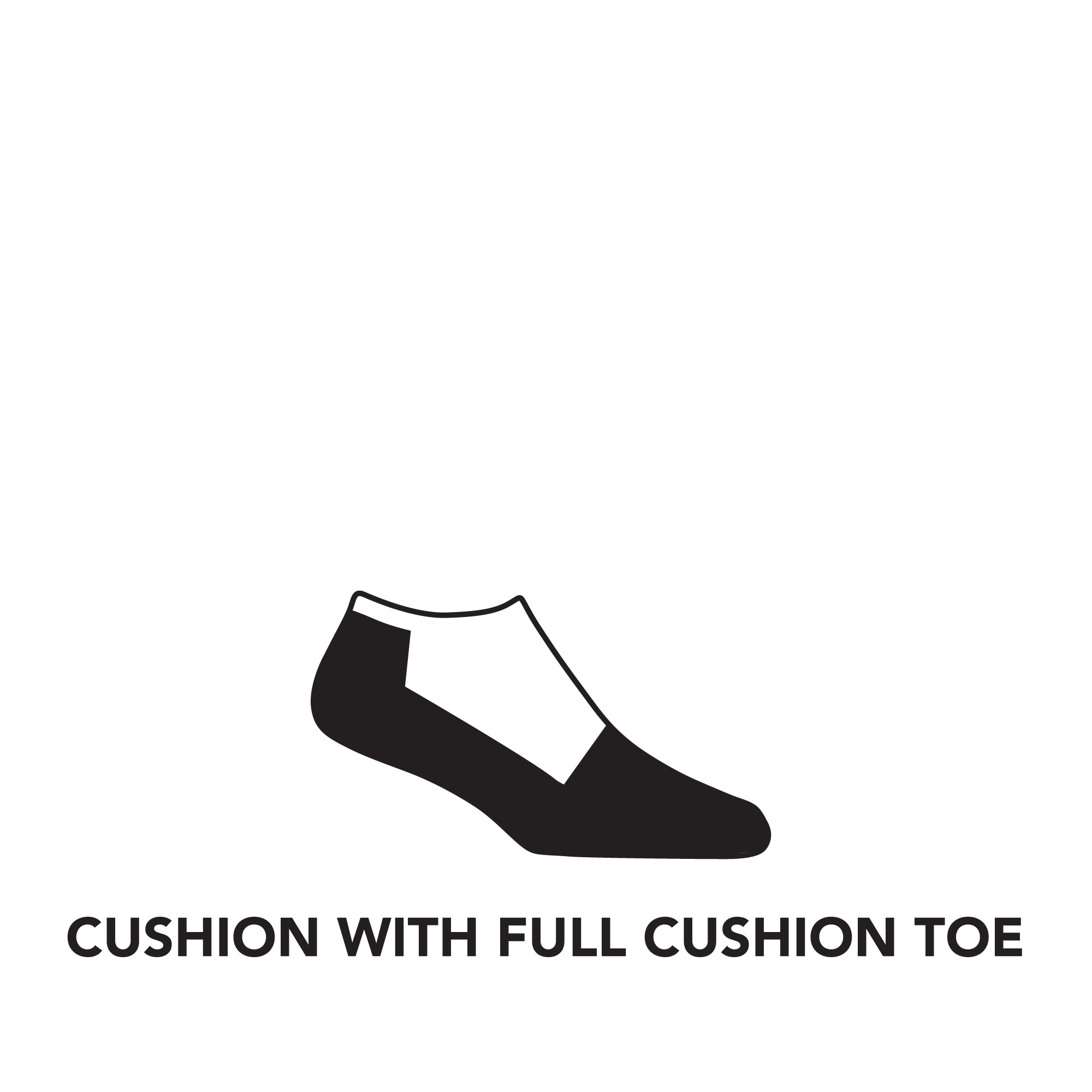 Cushion profile image outlining the cushion extended over the toe underfoot and up the heel
