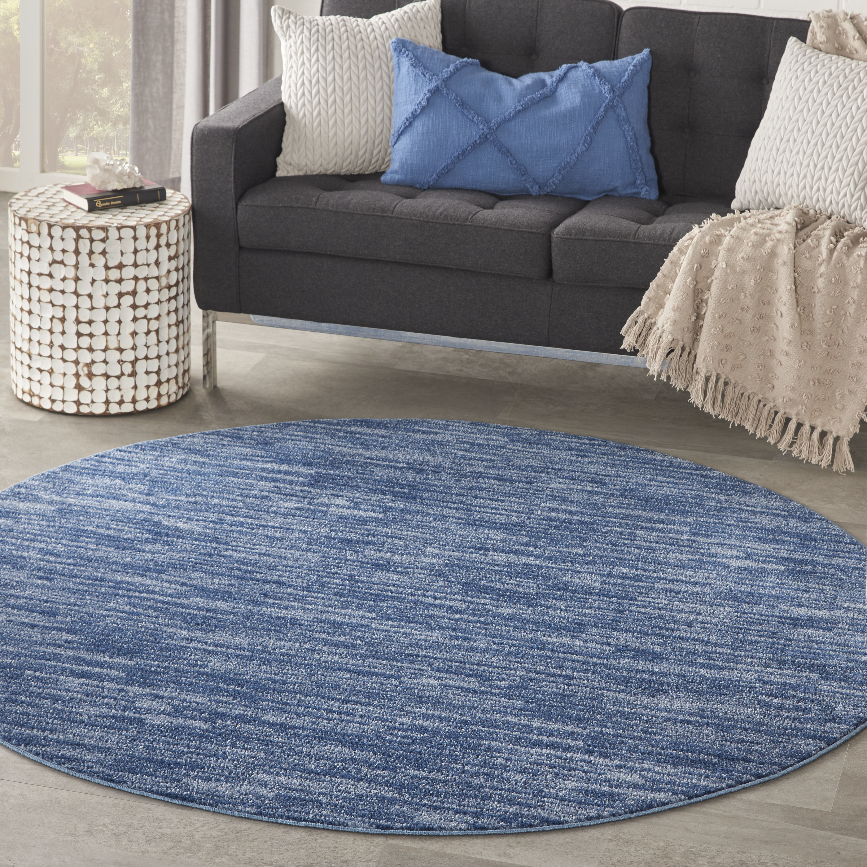 Nourison Nourison Essentials 6' x Round Navy Blue Outdoor Rug