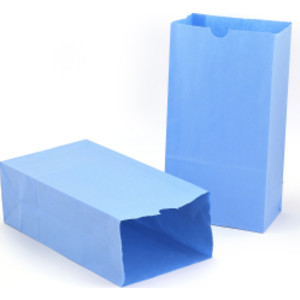Gusseted Paper Bags, #6 (6" x 3.5" x 11"), Blue, Pack of 50
