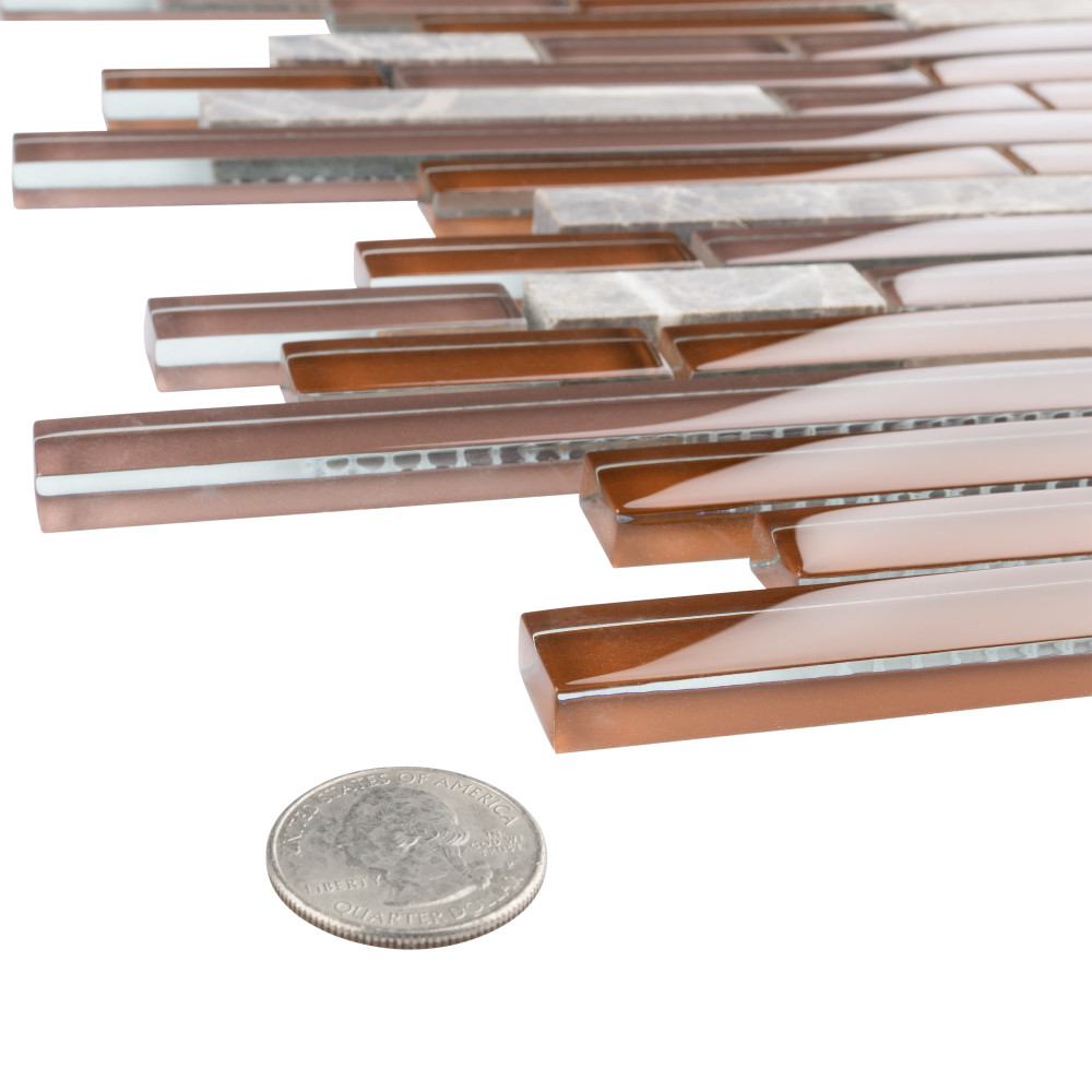 Tessera Piano Bordeaux 11-3/4 in. x 11-7/8 in. Glass Mosaic Tile