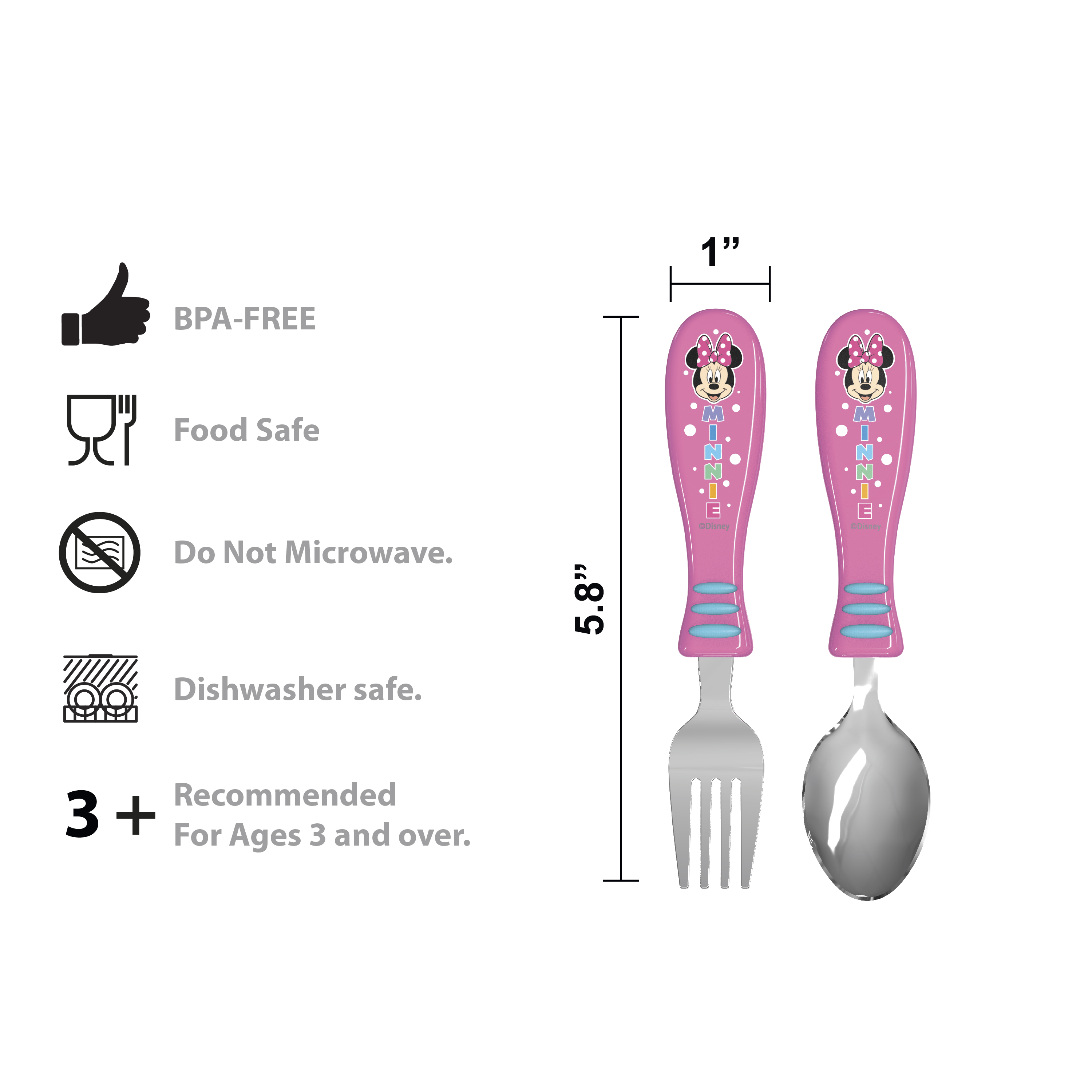 Disney Plate, Bowl, Tumbler, Water Bottle and Flatware Set for Kids, Minnie Mouse, 5-piece set slideshow image 16 Disney Plate, Bowl, Tumbler, Water Bottle and Flatware Set for Kids, Minnie Mouse, 5-piece set slideshow image 16