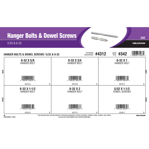 Hanger Bolts & Dowel Screws Assortment (5/32