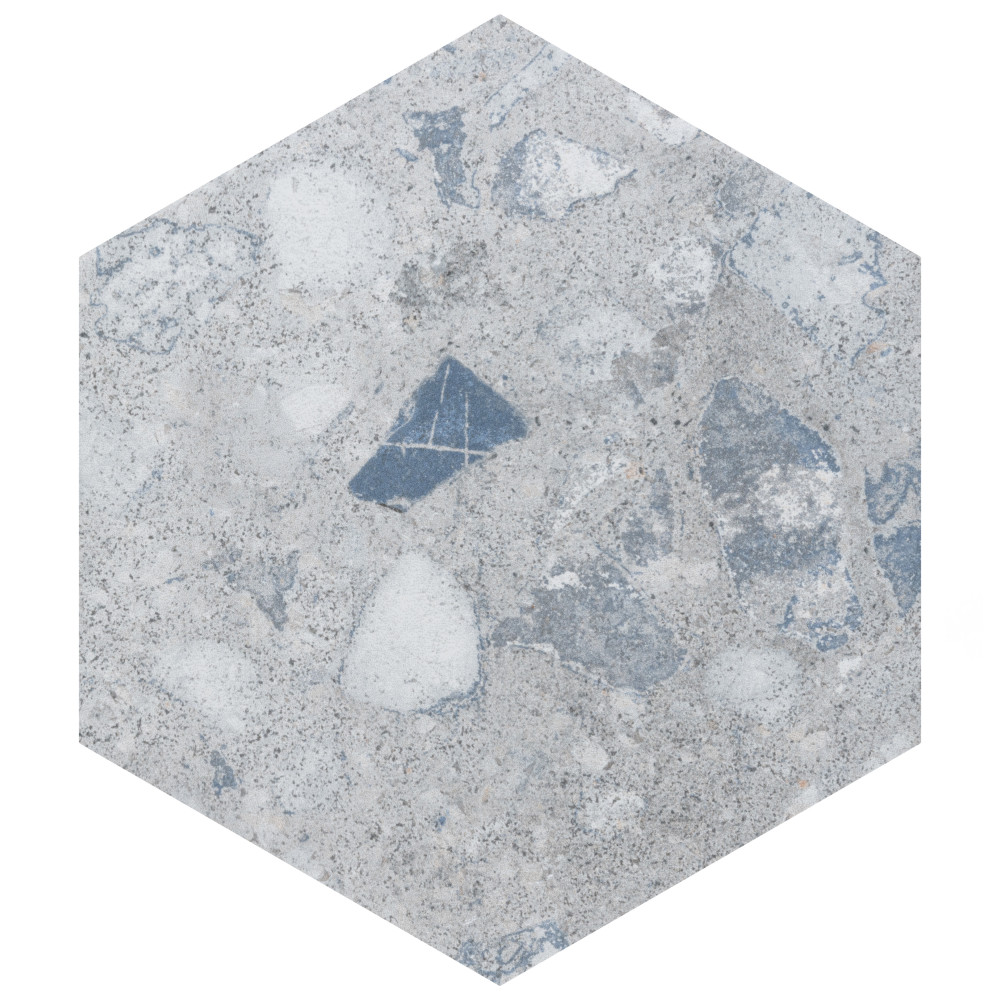 Recycle Hex River Blue 8-1/2 in. x 9-7/8 in. Porcelain Floor and Wall Tile