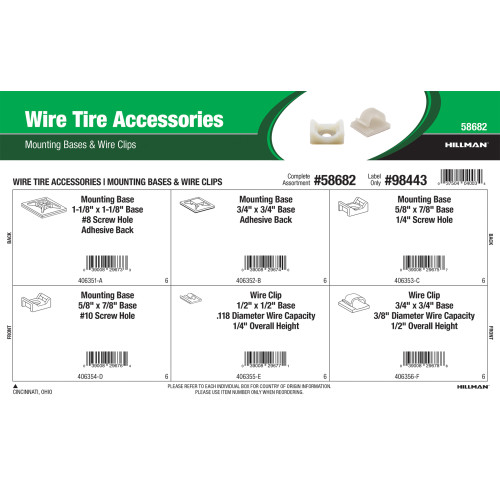 Wire Tie Accessory Assortment (Mounting Bases & Wire Clips)
