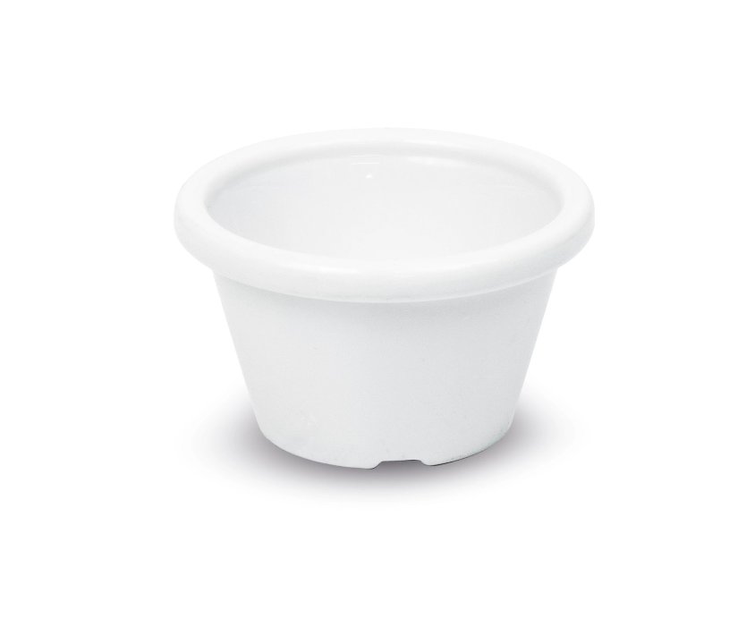 Recipiente para salsas de PET blanco de 6 cm