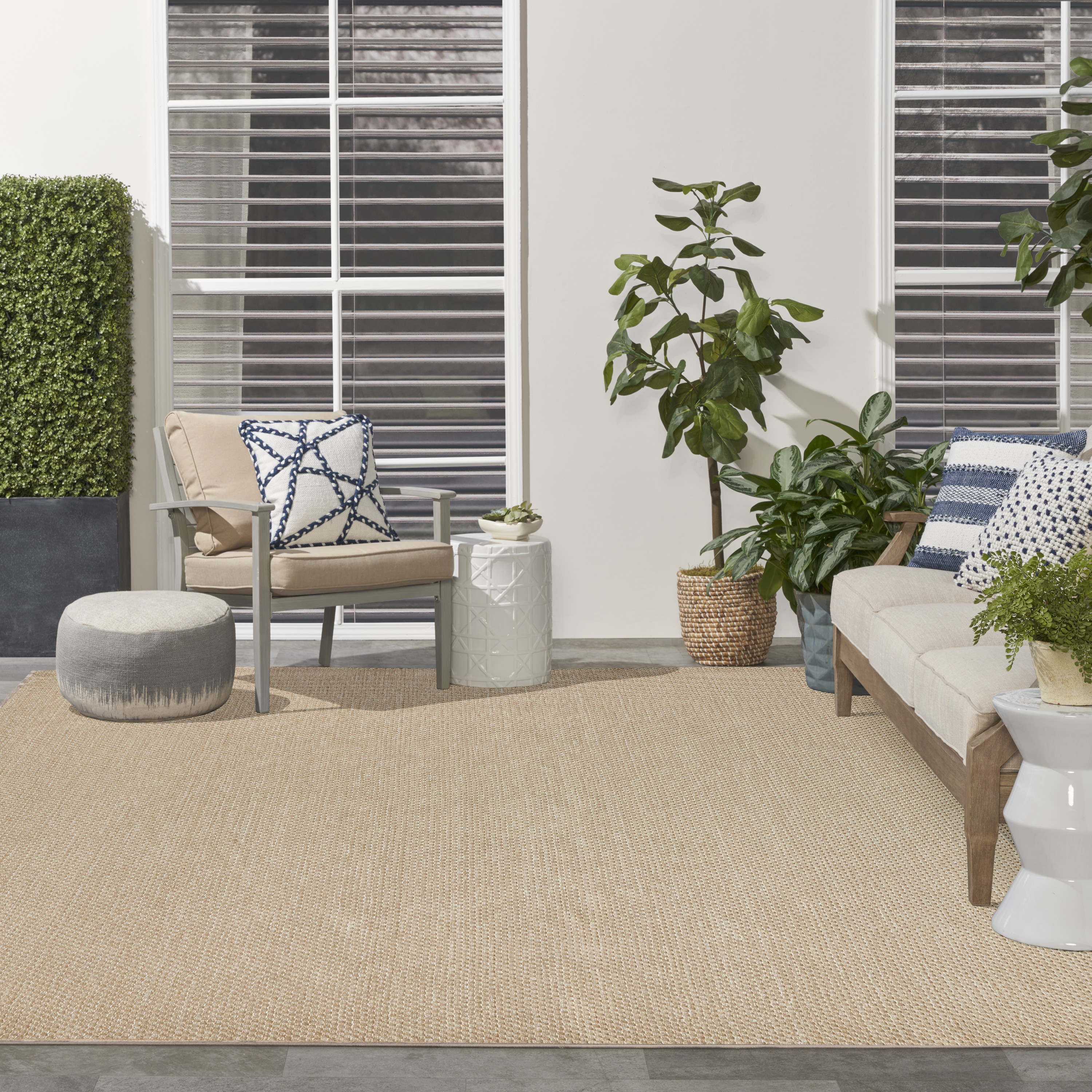 Nourison Tulum 10' x 14' Taupe Outdoor Rug