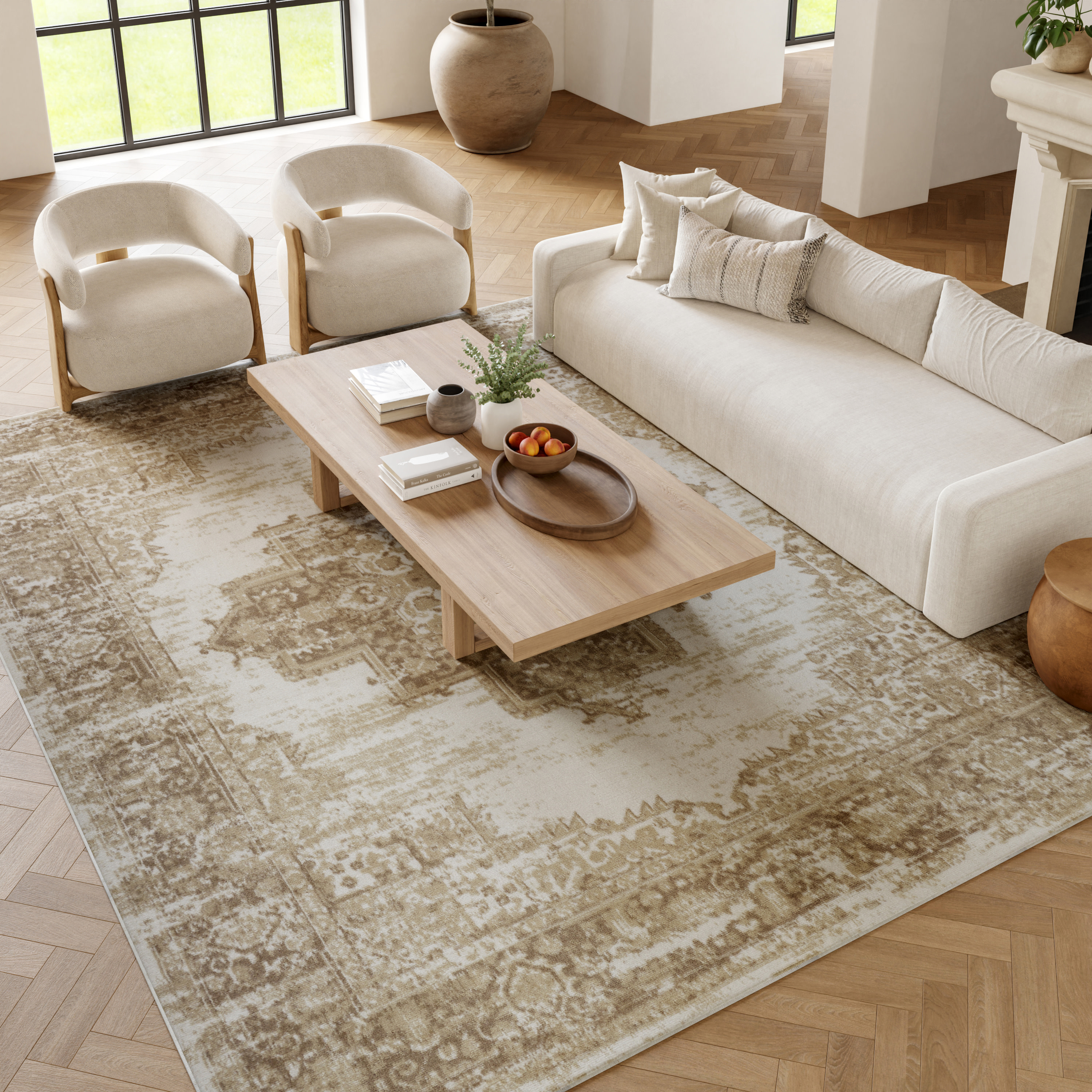 Nourison Grafix 8'6" x 12' Ivory Beige Vintage Indoor Rug