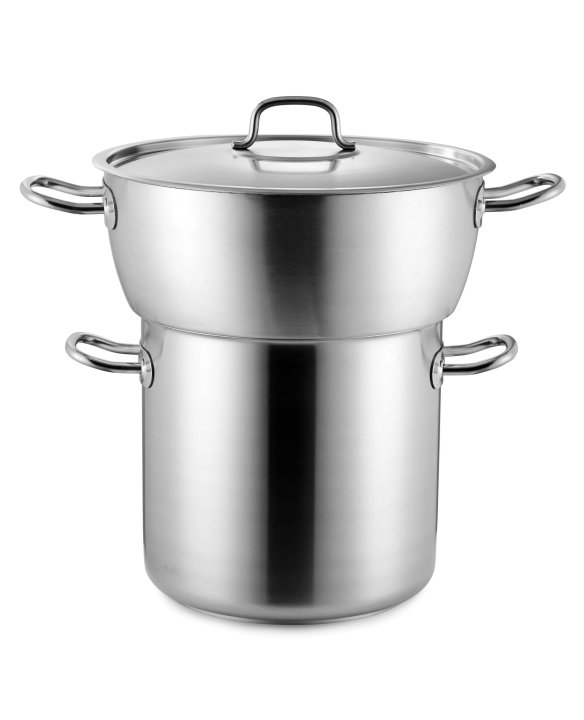 Conjunto cuscusera bombeada de 40-centimeter-diameter bottom pot, 50-centimeter-diameter upper pot and lid