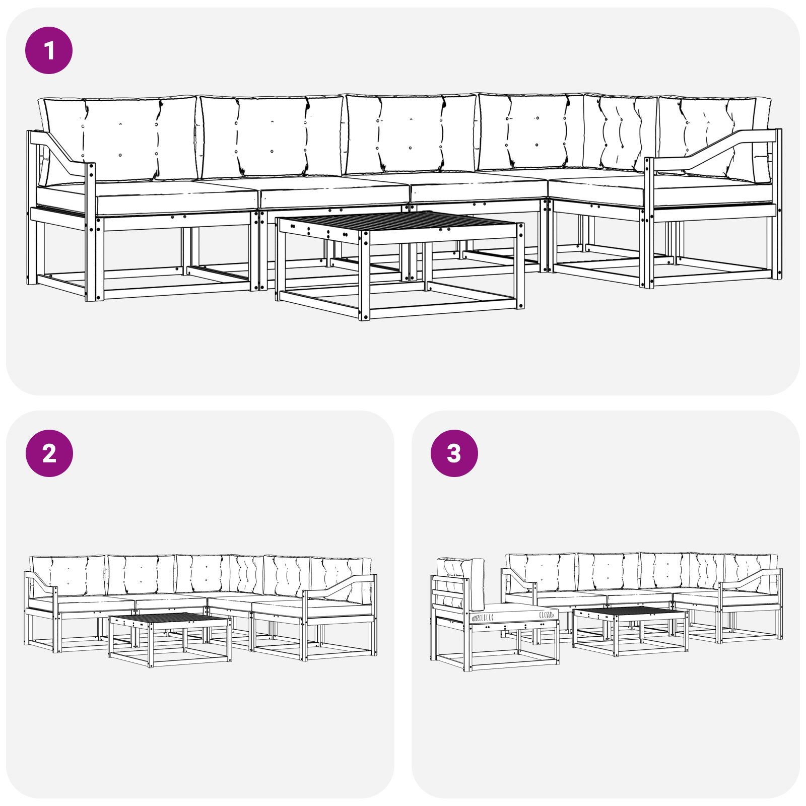 vidaXL Outdoor-Sofagarnitur mit Kissen 6 pcs Natur und Beige – Bild 10