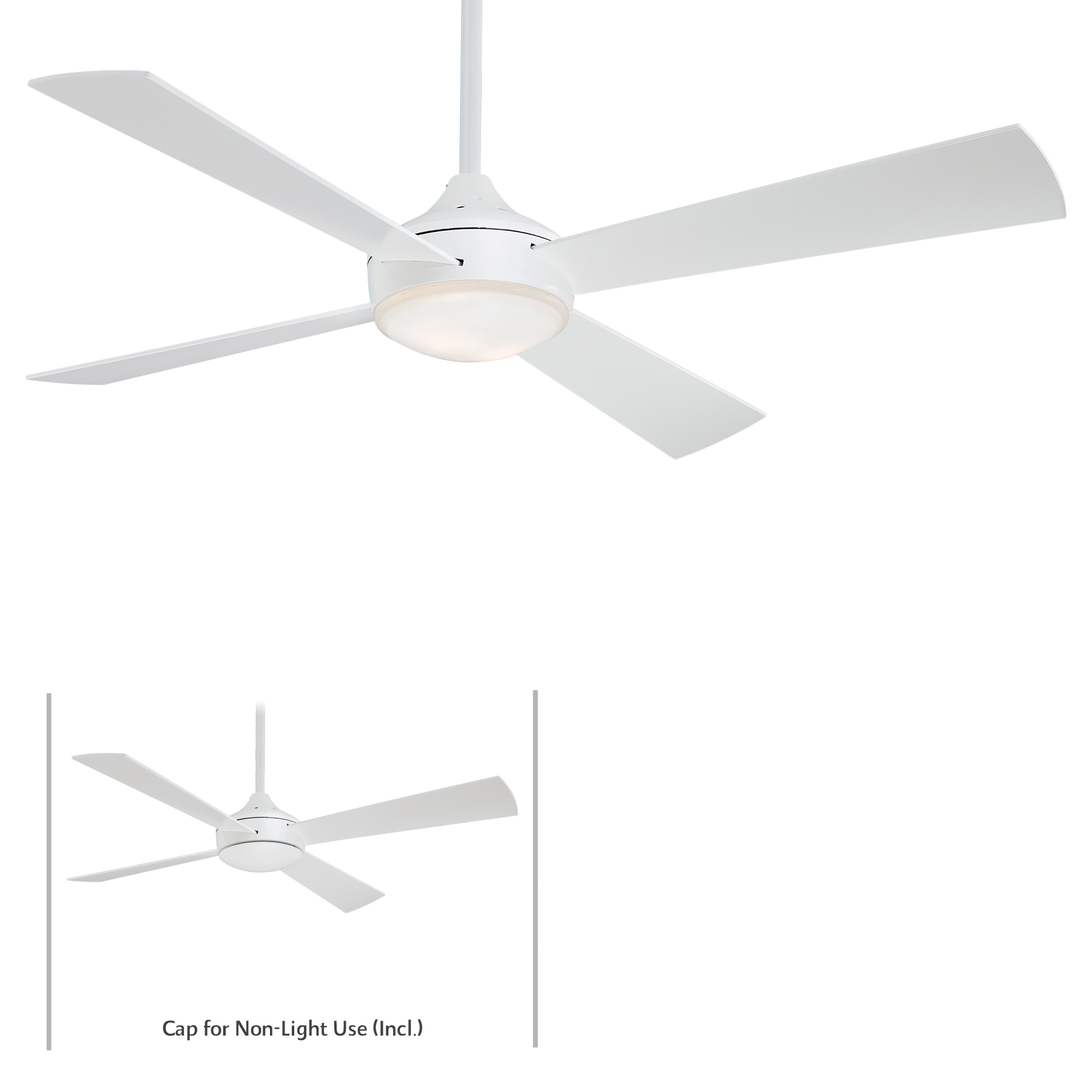 The Aluma combines contemporary styling with practical functionality, featuring integrated LED lighting (1652 lumens, 92 CRI) and a clean white finish. Its 52" span makes it ideal for medium-sized rooms. - alternate view
