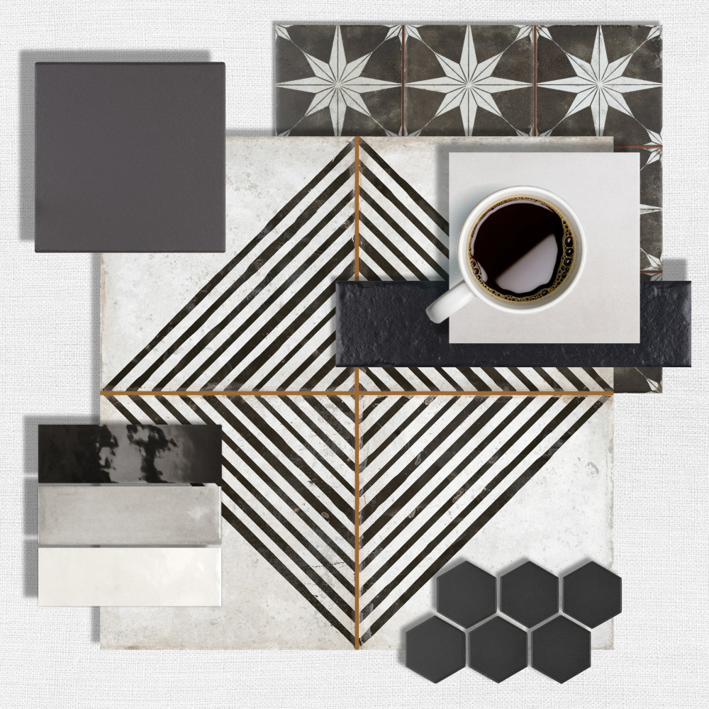 Kings Rombos Nero 17-5/8 in. x 17-5/8 in. Ceramic Floor and Wall Tile