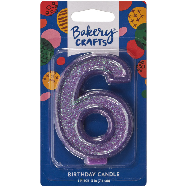 6 Glitter Numeral Candles