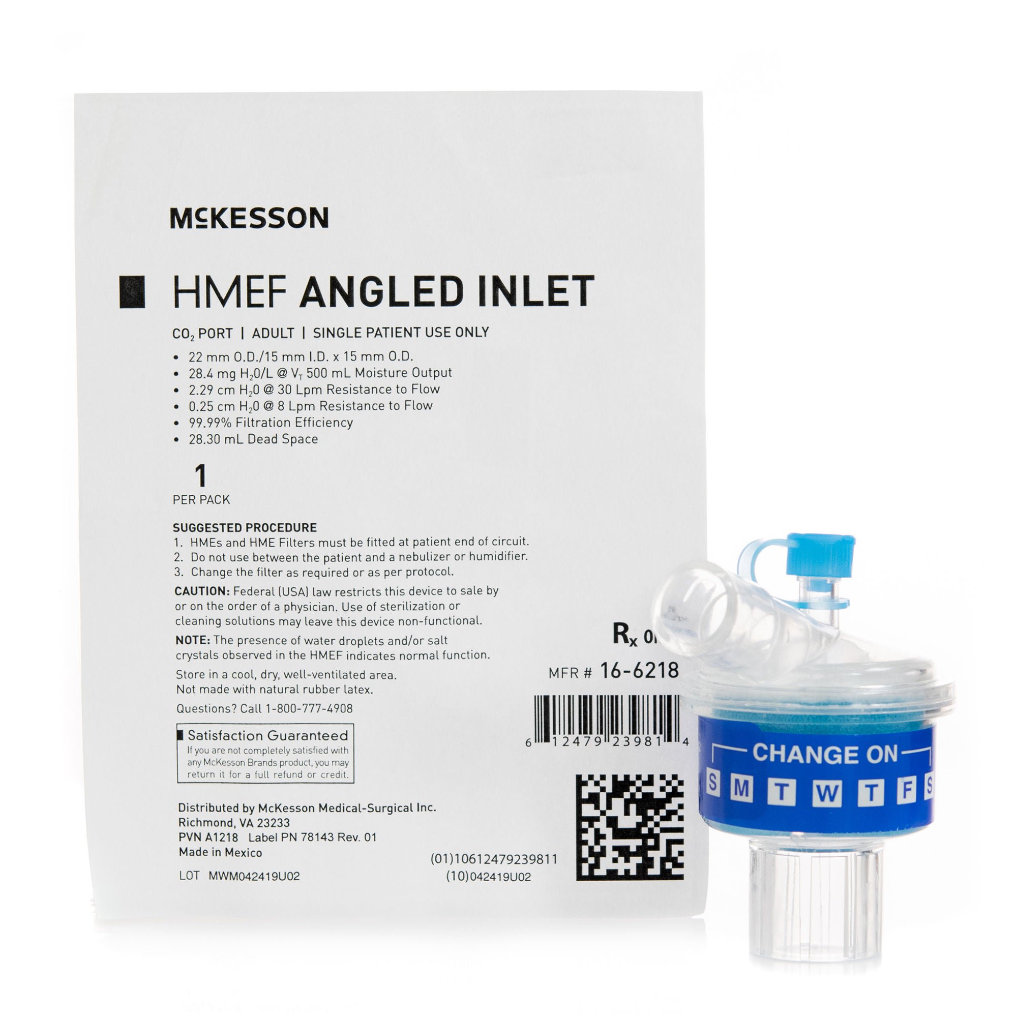 McKesson Brand HMEF, ANGLED INLET ADLT (50PK/CS)