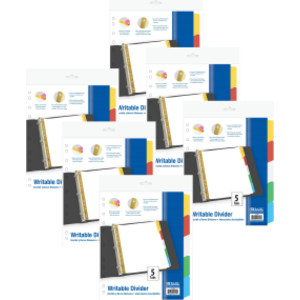 Paper Dividers with Writable Color Tabs, 5-Tab Sets, 6-Pack