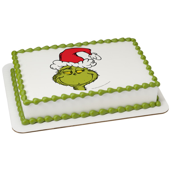 How the Grinch Stole Christmas! Grinch with Santa Hat PhotoCake® Edible Image®
