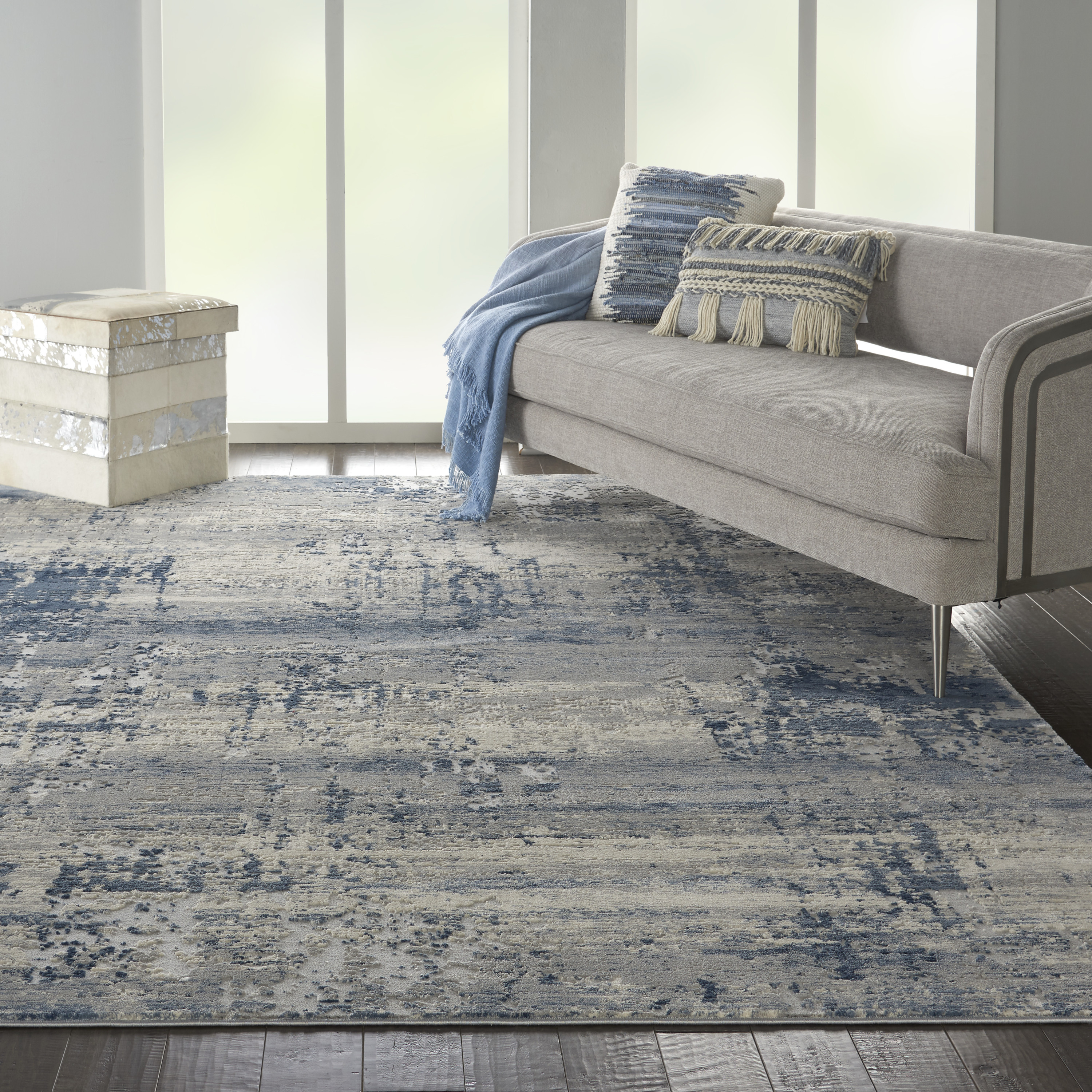 Nourison Rustic Textures 7'10" x 10'6" Ivory Blue Modern Indoor Rug