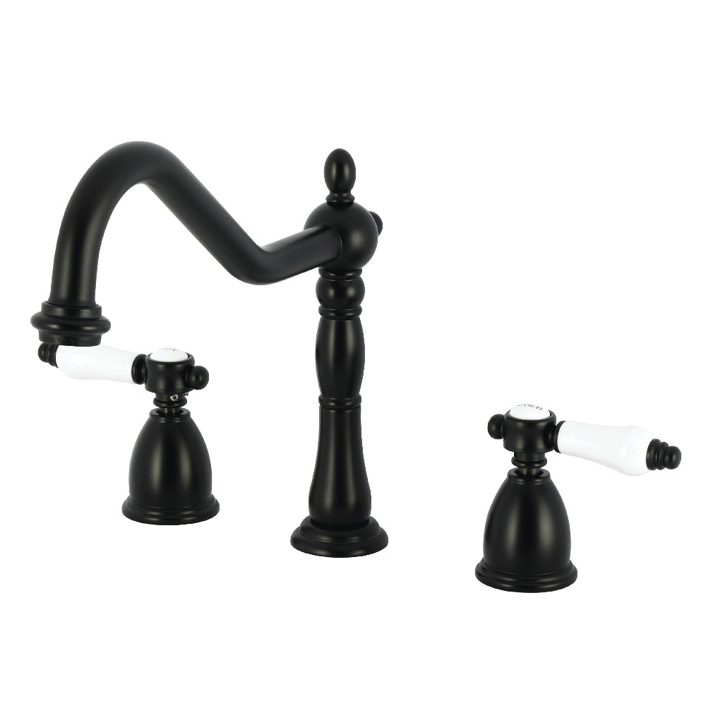 Double-Handle Widespread Kitchen Faucet, Matte Black with 7 Finish Options