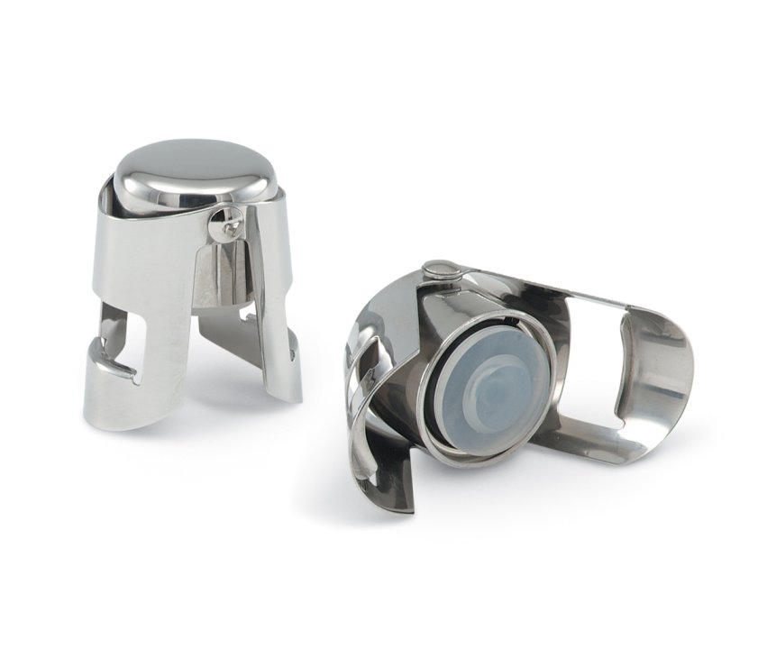 Stainless steel butterfly-style champagne stopper