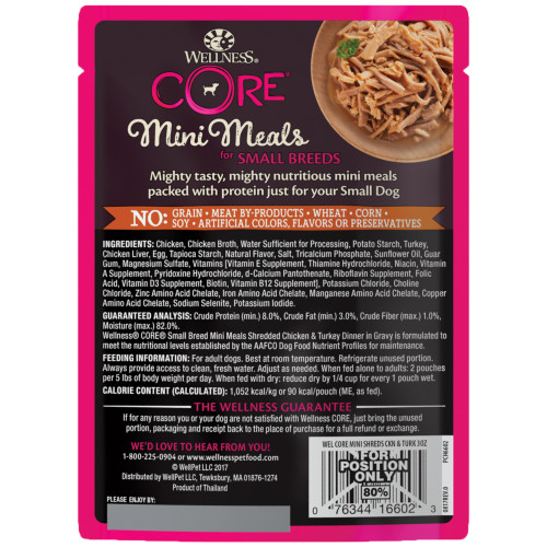 Wellness CORE Mini Meals Chicken & Turkey back packaging