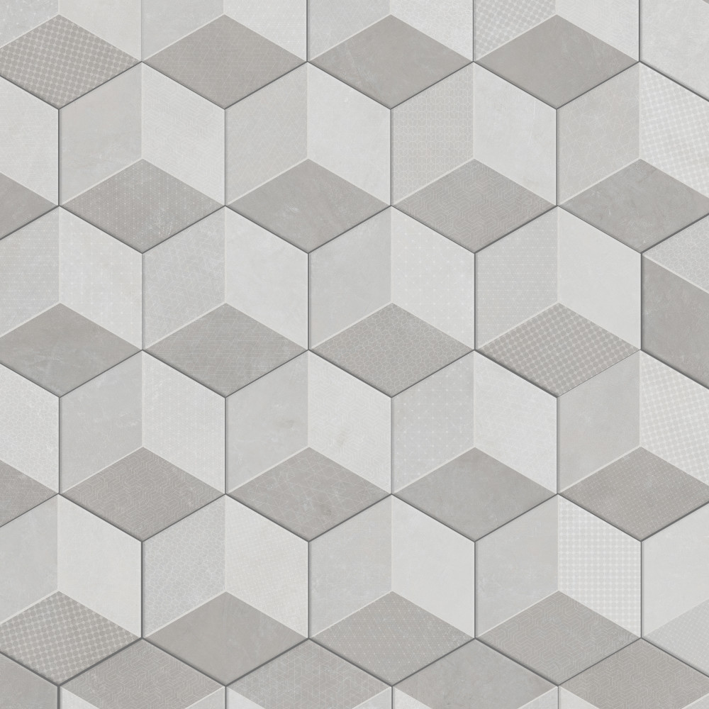 Panama Hex Diamond Deco 8.63x9.88 Hexagon Porcelain Floor and Wall Digital Pattern