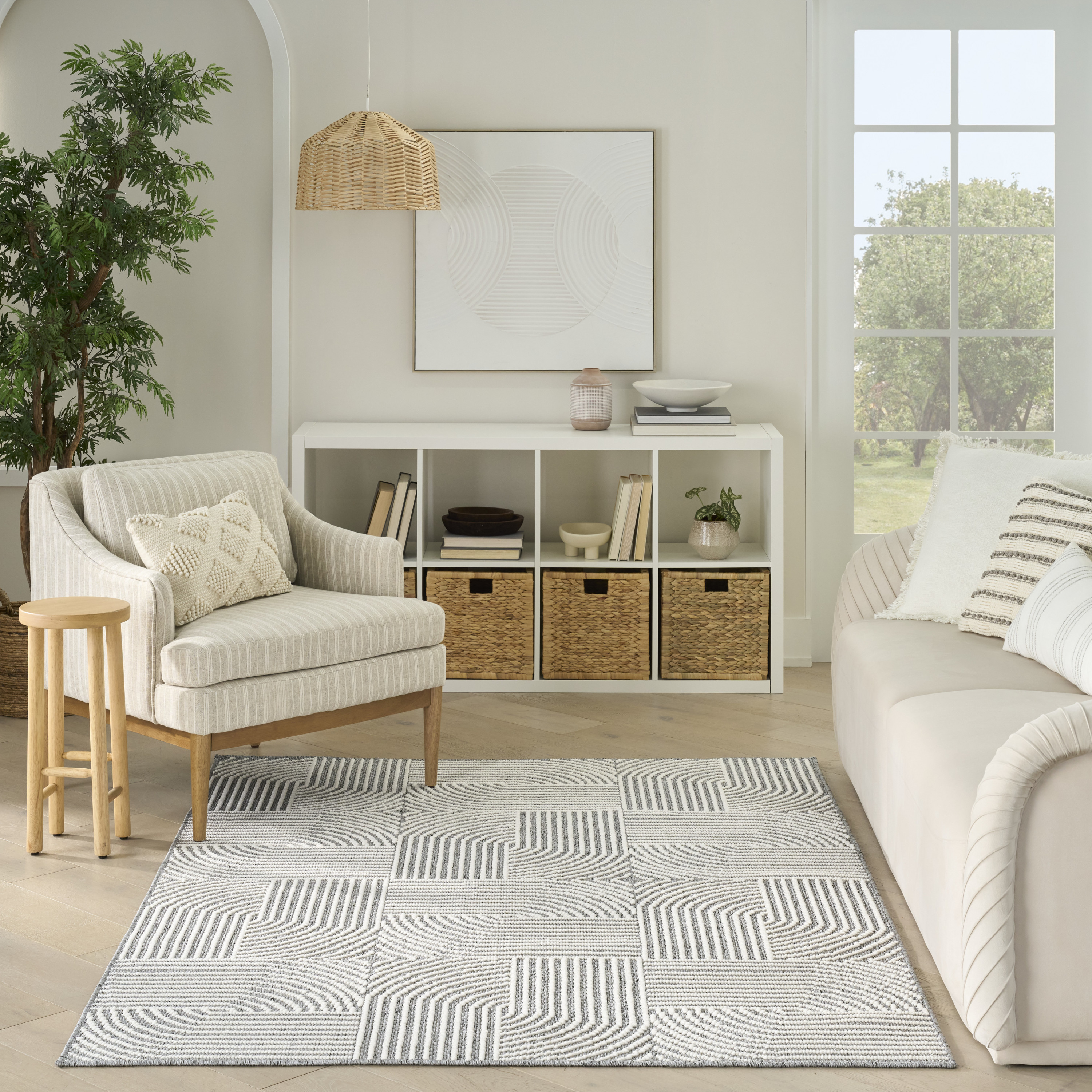 Nourison Natural Texture 5'3" x 7' Charcoal Ivory Modern Indoor Rug