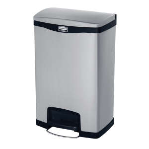 Rubbermaid Commercial, Impressions™, 13 gal, Metal, Black, Rectangle, Receptacle