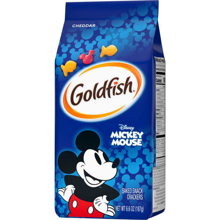 Goldfish® Disney Mickey Mouse Cheddar Crackers, 6.6 oz, bag - Right Angle Image