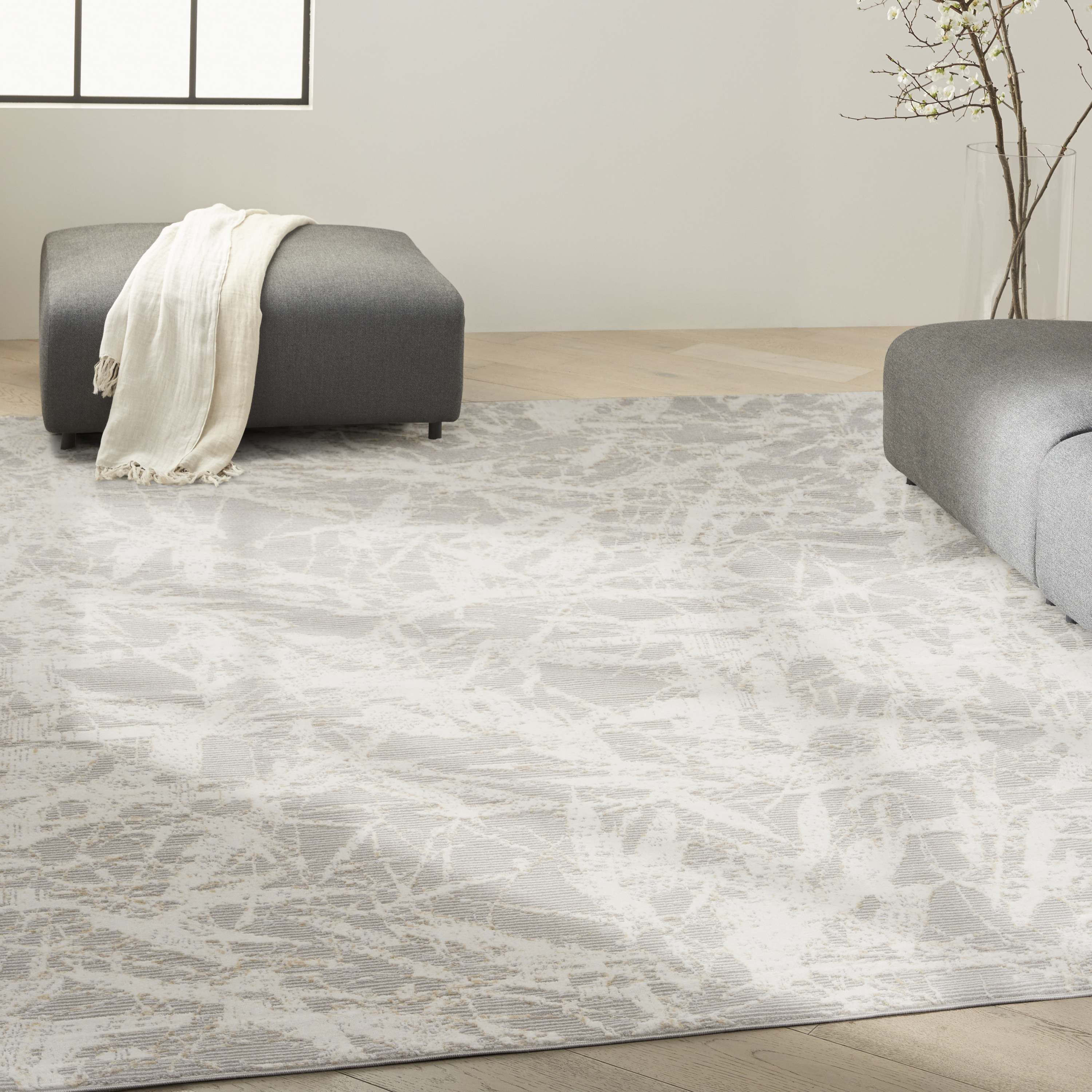 Calvin Klein CK950 Rush 8' x 10' Grey Ivory Modern Indoor Rug