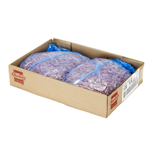 HORMEL(r) Ham, Natural Juice, Diced, Frozen, .25  inch, 10 lb . C1RM - Front Right Open Case (Hi Res)