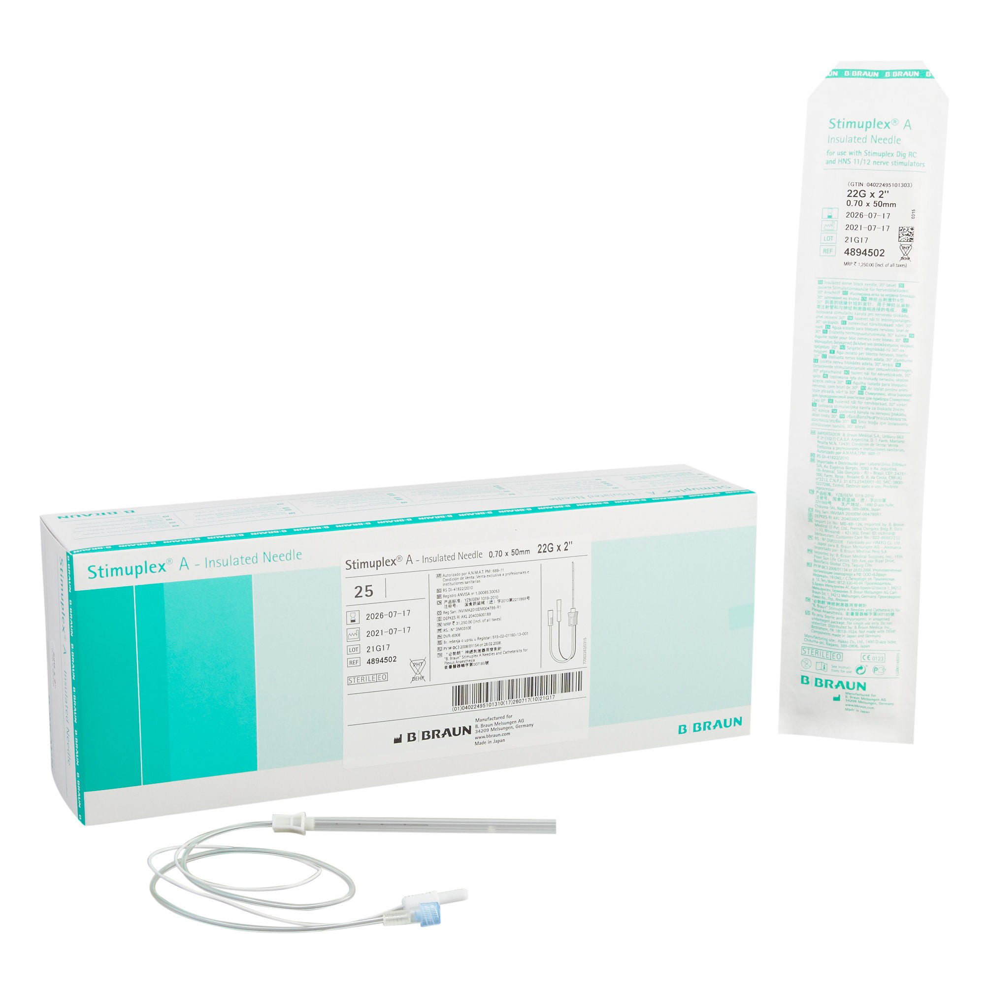 Stimuplex® A Peripheral Nerve Block Needle, 22 Gauge, 2 Inch Length