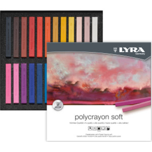 PolyCrayons Soft Pastel Sticks Set, Assorted Colors, 24 Pieces