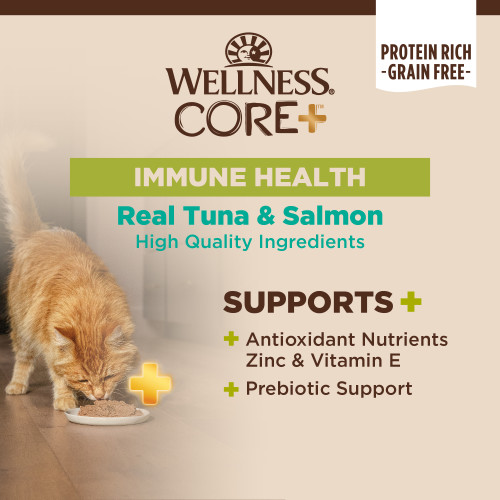 The benifts of Wellness CORE+ Immune Health Tuna & Salmon