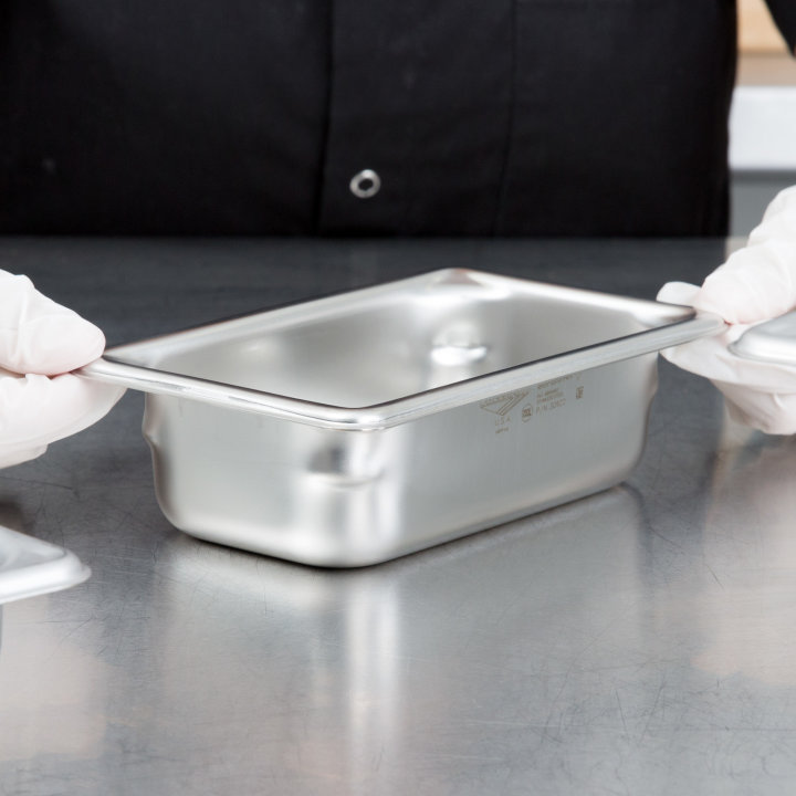 Ninth-size 2-inch-deep Super Pan V® stainless steel steam table pan