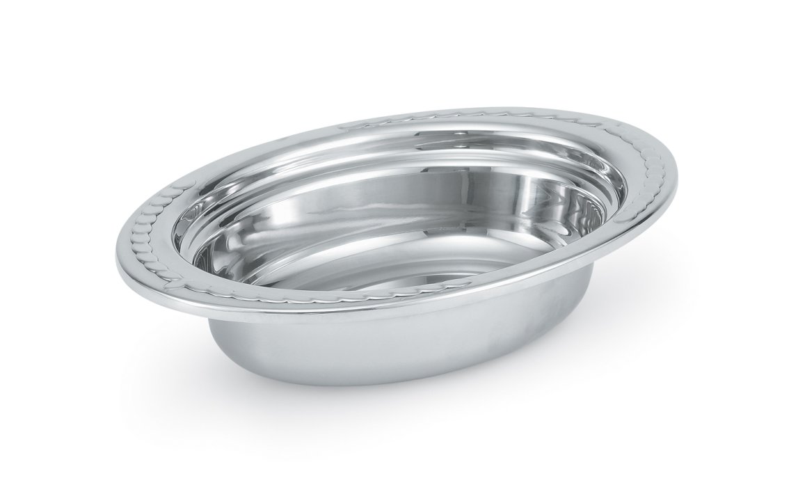 Half-size 2 ½-inch-deep Miramar® oval stainless steel decorative pan