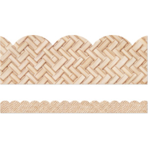 True to You Woven Bamboo Scalloped Bulletin Board Borders, 39 Feet