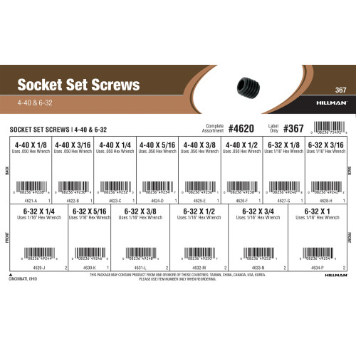 Socket Set Screws Assortment (#4-40 & #6-32)
