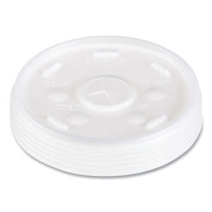 Dart, Plastic Lids, Fits 12 oz to 24 oz Hot/Cold Foam Cups, Straw-Slot Lid, White