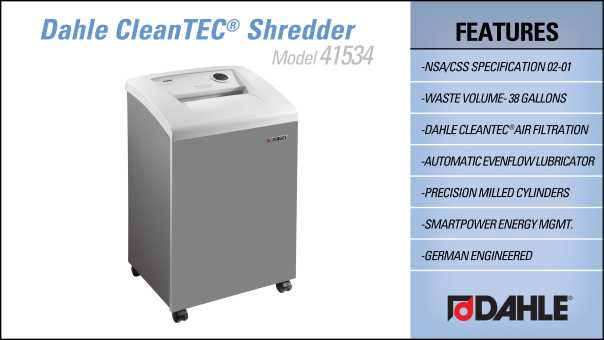 DAHLE CleanTEC® 41334 High Security Department Shredder InfoGraphic