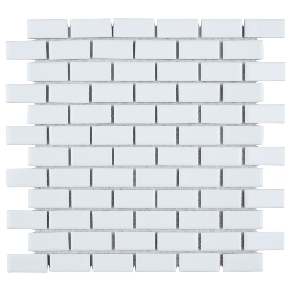 Hudson Subway White 11-3/4 in. x 12 in. Porcelain Mosaic Tile
