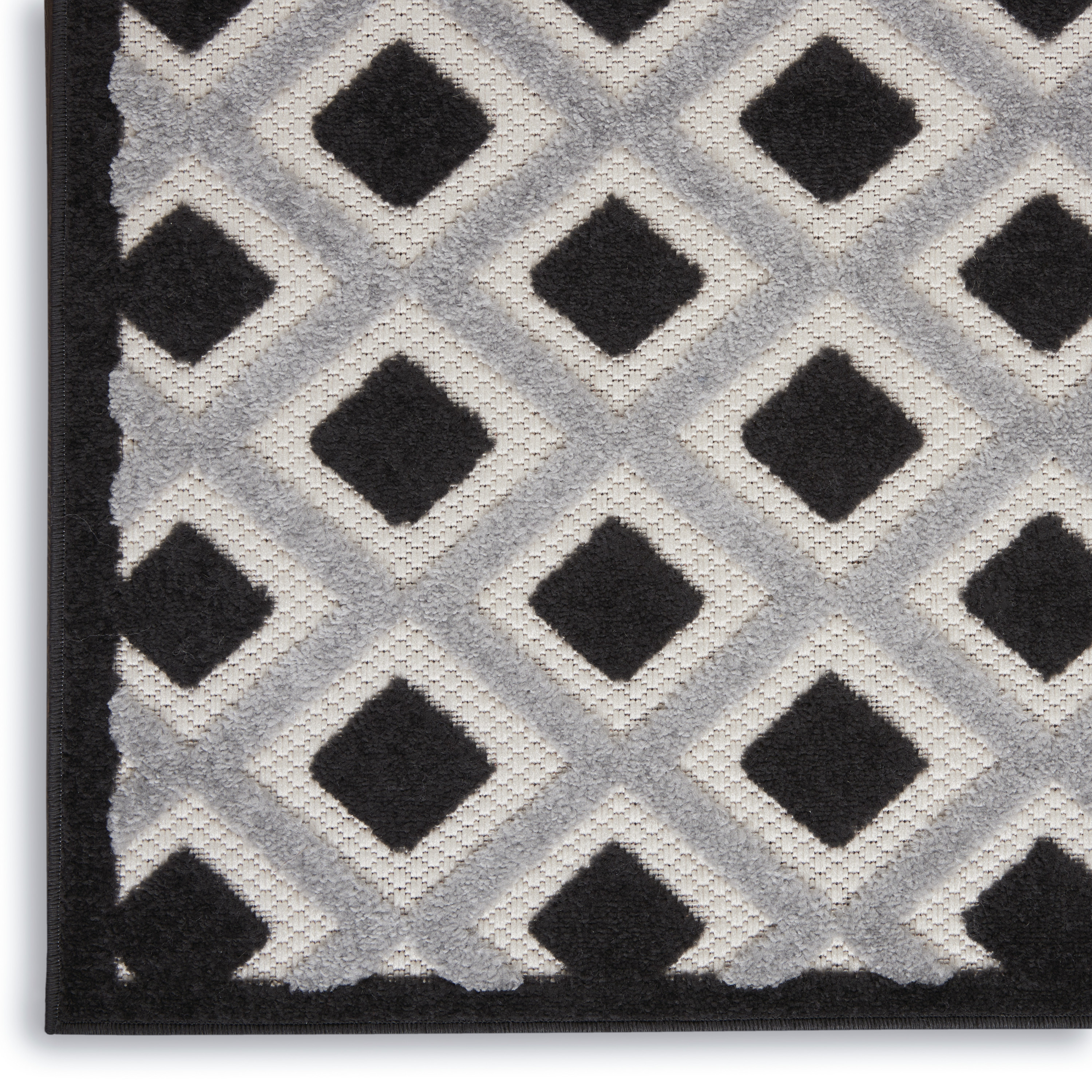 Nourison Aloha 7'10" x 10'6" Black White Modern Rug