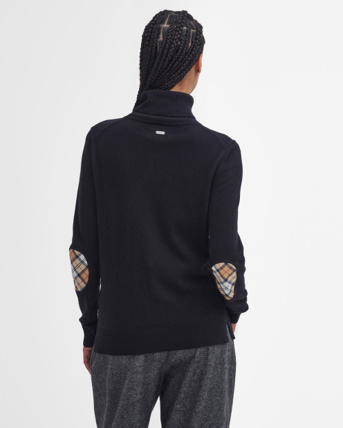Pendle Roll-Neck Jumper Black-Hessian Tartan