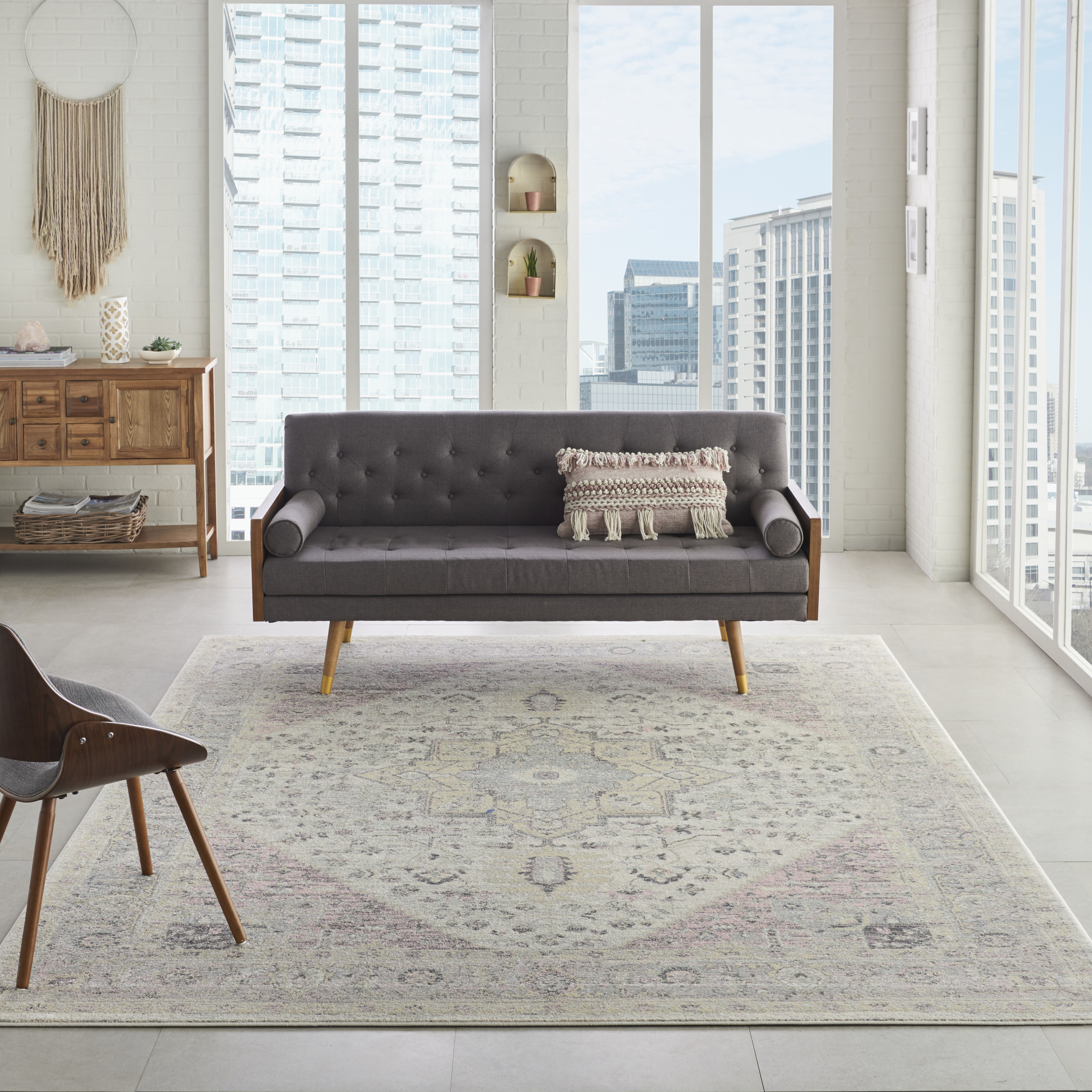 Nourison Tranquil 8' x 10' Ivory Pink Vintage Indoor Rug