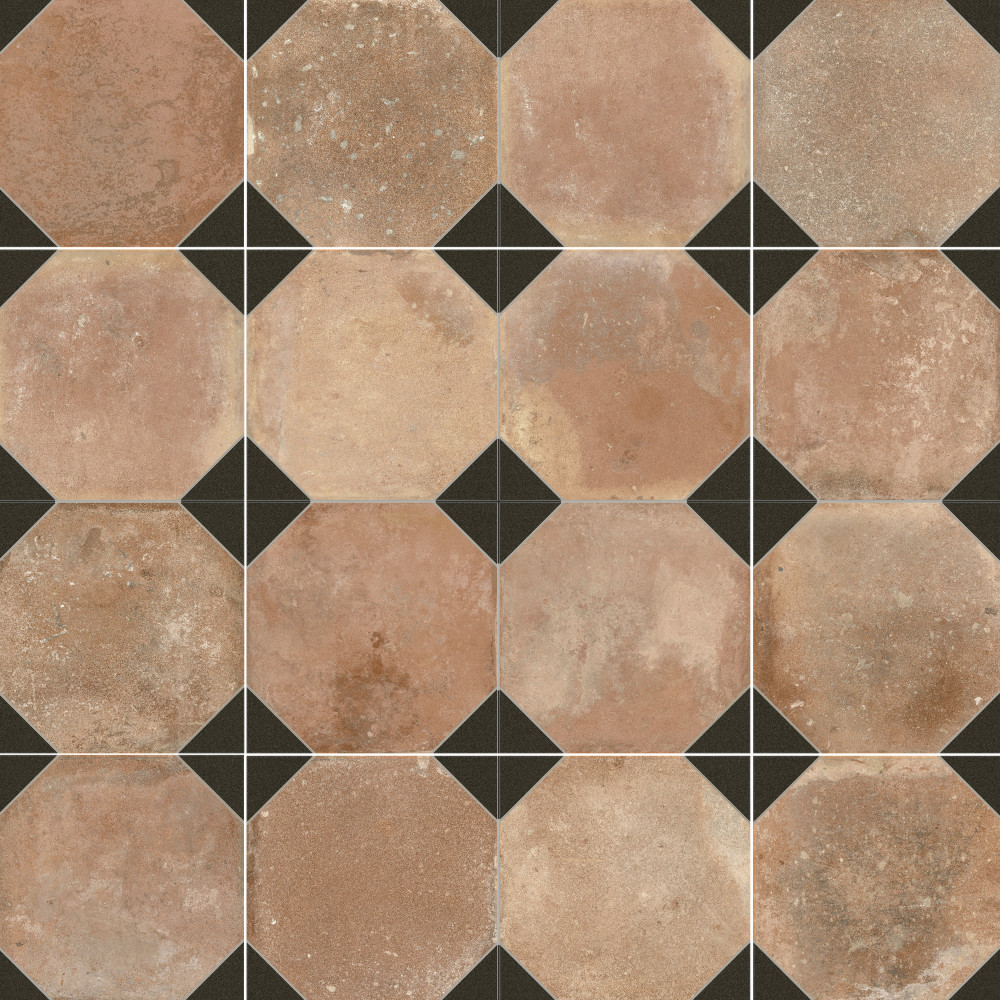 Kings Nonna Black 17-7/8 in. x 17-7/8 in. Porcelain Floor and Wall Tile