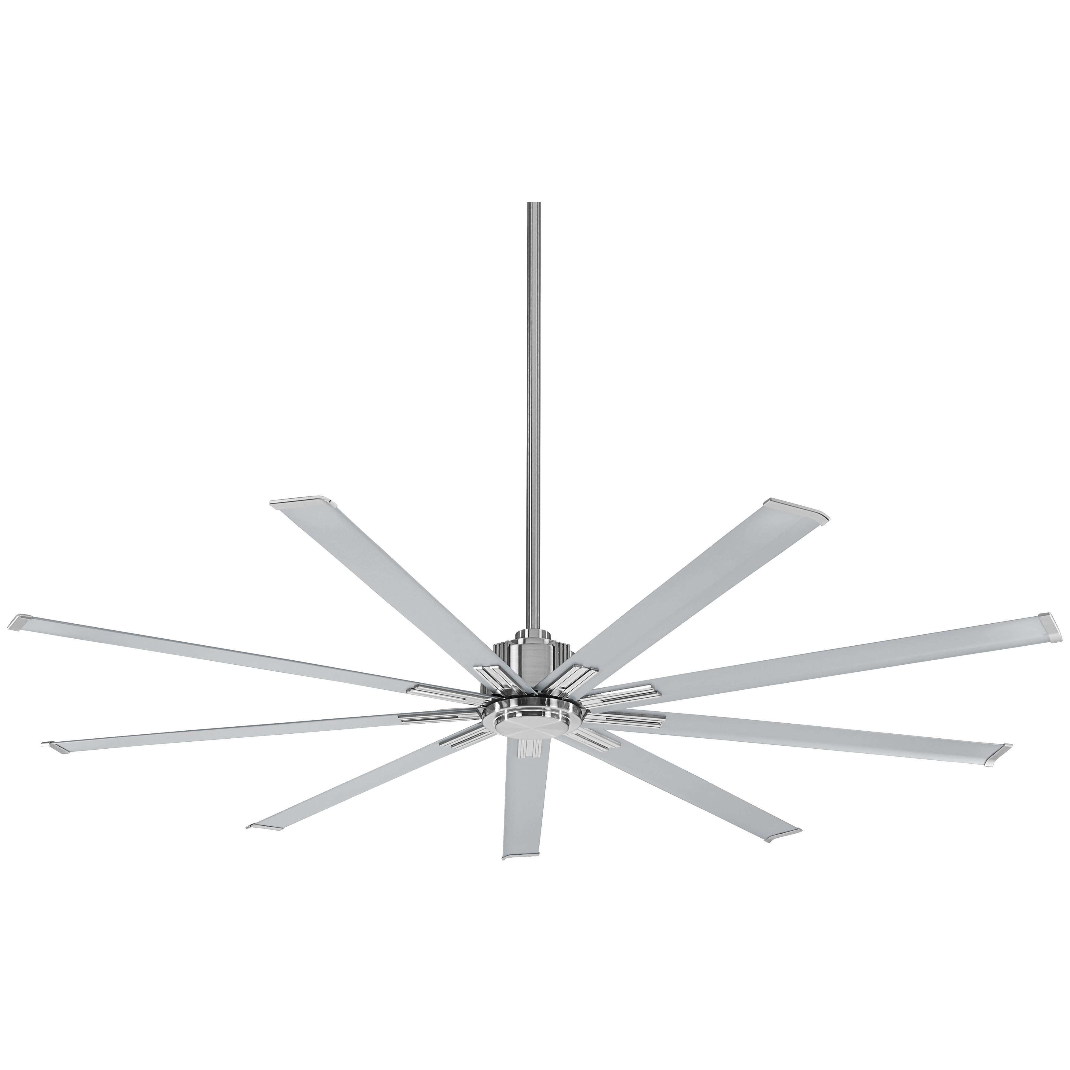 The Xtreme 72" ceiling fan delivers powerful airflow for large spaces with its 9-blade design and energy-efficient DC motor. The brushed nickel finish and aluminum construction provide durability and contemporary style. - alternate view