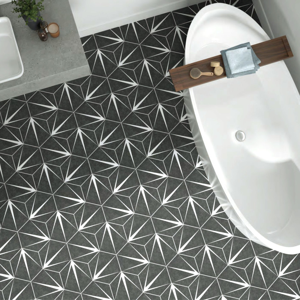 Trident Hex Nero 8-5/8 in. x 9-7/8 in. Porcelain Floor and Wall Tile