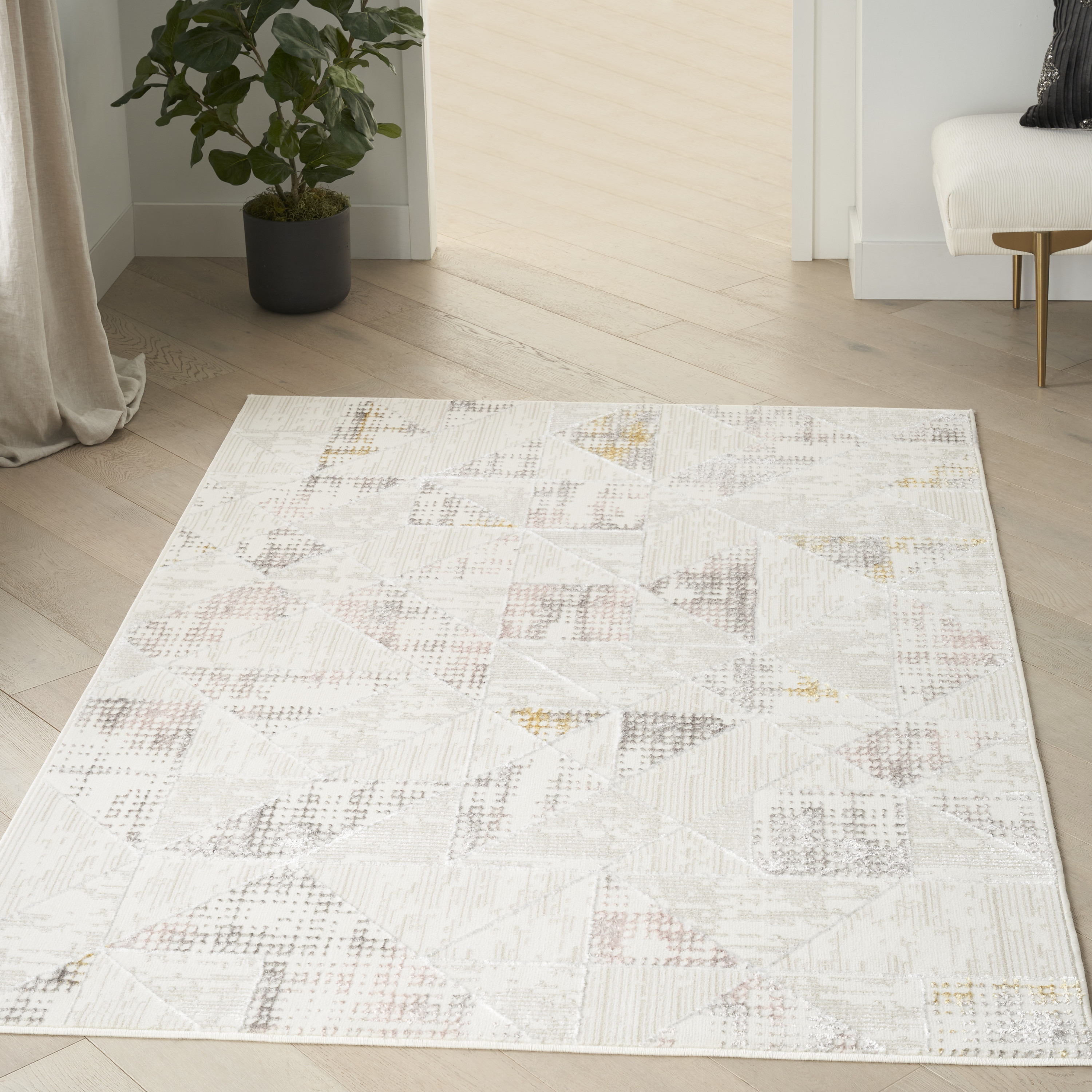 Nourison Glitz 3'11" x 5'11" Ivory Multicolor Contemporary Indoor Rug